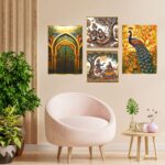 Set of Four Wall Paintings for Wall Dacoration Golden Framed Wall Paintings for Living Room & Bedroom Wall Art for Home Decoration & Office Wall Décor (13x10 inch CH-GD4-6) 4 FkVqVz Divohum