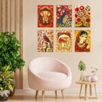 Set of Six Wall Paintings for Wall Dacoration Golden Framed Wall Paintings for Living Room & Bedroom Wall Art for Home Decoration & Office Wall Décor (17x13 inch CH-GD6-8) 4 ND6nWa Divohum