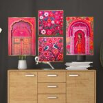 Set of Four Wall Paintings for Wall Dacoration Golden Framed Wall Paintings for Living Room & Bedroom Wall Art for Home Decoration & Office Wall Décor (13x10 inch CH-GD4-1) 4 PwINZM Divohum