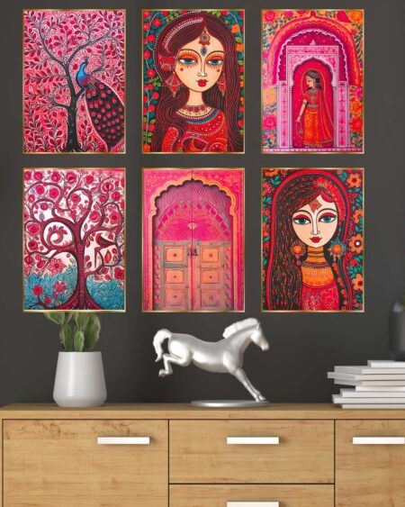 Set of Six Wall Paintings for Wall Dacoration Golden Framed Wall Paintings for Living Room & Bedroom Wall Art for Home Decoration & Office Wall Décor (13x10 inch CH-GD6-4)