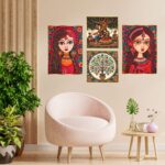 Set of Four Wall Paintings for Wall Dacoration Golden Framed Wall Paintings for Living Room & Bedroom Wall Art for Home Decoration & Office Wall Décor (13x10 inch CH-GD4-12) 4 VFpnyZ Divohum