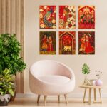 Set of Six Wall Paintings for Wall Dacoration Golden Framed Wall Paintings for Living Room & Bedroom Wall Art for Home Decoration & Office Wall Décor (13x10 inch CH-GD6-11) 4 WLcyPD Divohum