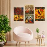 Set of Four Wall Paintings for Wall Dacoration Golden Framed Wall Paintings for Living Room & Bedroom Wall Art for Home Decoration & Office Wall Décor (13x10 inch CH-GD4-13) 4 nsOj9C Divohum