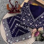 Royal Blue Embroidered Blouse Piece with Intricate Mirror, Sequin & Floral Threadwork β Ready-to-Stitch Fabric for Sarees & Festive Ethnic Wear 4 photo 6109382780476573410 y Divohum