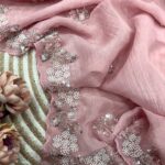 Women's Soft Pink Organza Saree with Delicate Pearl & Sequin Floral Embroidery β Lightweight Sheer Drape for Festive, Wedding & Party Wear 4 photo 6111503734111585296 y Divohum