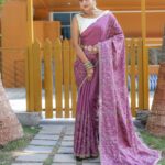 Women's Royal Prussian Blue Georgette Saree with Intricate Silver Thread & Mirror Work Embroidery – Perfect for Festive & Wedding Celebrations 4 photo 6260490484547960884 y Divohum