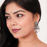 Women's Indian Traditional AZ838-OXidised Silver Earrings For Women | Doli Wedding Theme Jumka Wedding Wear 4 wM0X2l scaled 1 Divohum
