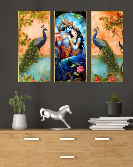 Set of Three large Wall Paintings for Wall Dacoration Golden Framed Wall Paintings for Living Room & Bedroom Wall Art for Home Decoration & Office Wall Décor (14x11 inch CH-LGD3-7)