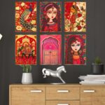 Set of Six Wall Paintings for Wall Dacoration Golden Framed Wall Paintings for Living Room & Bedroom Wall Art for Home Decoration & Office Wall Décor (13x10 inch CH-GD6-5) 4 yQujYN Divohum