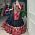 Women's Stitched Ethnic Lehenga Choli with Zari Border and Contrast Dupatta 4 1bUQFF Divohum