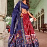 Women's Traditional Patola Print Tussar Silk Lehenga Choli with Festive Dupatta 4 2OXZWD Divohum