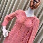 Women's Chinon Silk with Cotton Thread Embroidery Straight Kurti With Pant and Dupatta set 4 6rhrrw Divohum