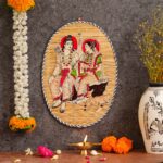 Oval Shaped Design Bamboo Hand Crafted Wall Hangings Of Shri Ram Ji With Janaki Ji For Home Decor | Bamboo Art For Wall Decor 4 ArL4Yh Divohum
