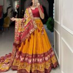 Women's Tussar Silk Patola Print Lehenga Choli Dupatta Set 4 IlC6dq Divohum