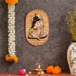 Oval Shaped Design Bamboo Hand Crafted Wall Hangings Of Shiv Sakti For Home Decor 4 VRub2q Divohum