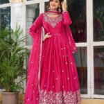 Women's American Silk Sequence Embroidery Long Anarkali Kurti Gown With Dupatta 4 WvSBUS Divohum