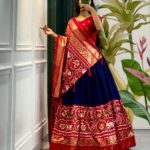 Women's Stitched Tussar Silk Patola Print Lehenga Choli Dupatta Set 4 bjE1BT Divohum