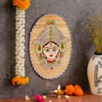 Oval Shaped Design Bamboo Hand Crafted Wall Hangings Of Durga Maa For Home Decor | Bamboo Art For Wall Decor 4 kLulAg Divohum