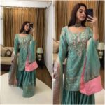 Women's Chinon Silk Heavy Embroidery Straight Kurta With Sharara and Dupatta set 4 ntVGse Divohum