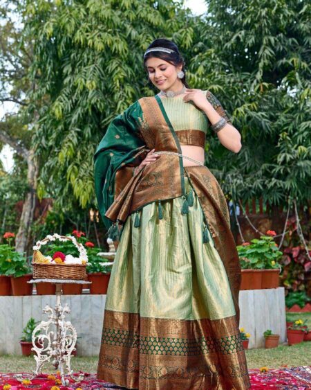 Home 35 Women's Tussar Silk Patola Print Lehenga Choli Dupatta Set